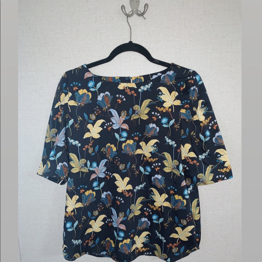 Loft Navy Pattern Blouse Size M